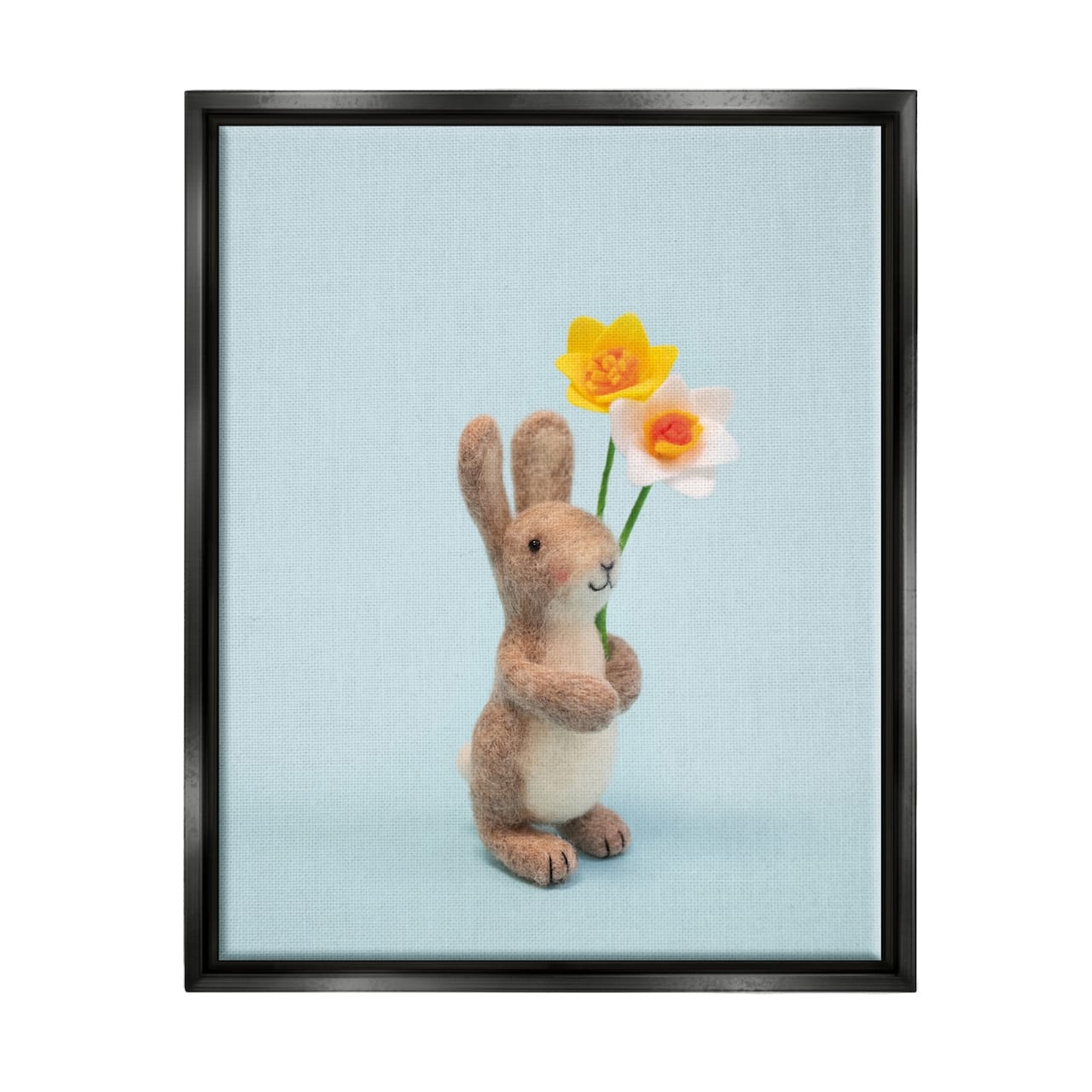 Stupell Industries Spring Bunny Floral Daffodils Floater Framed Art